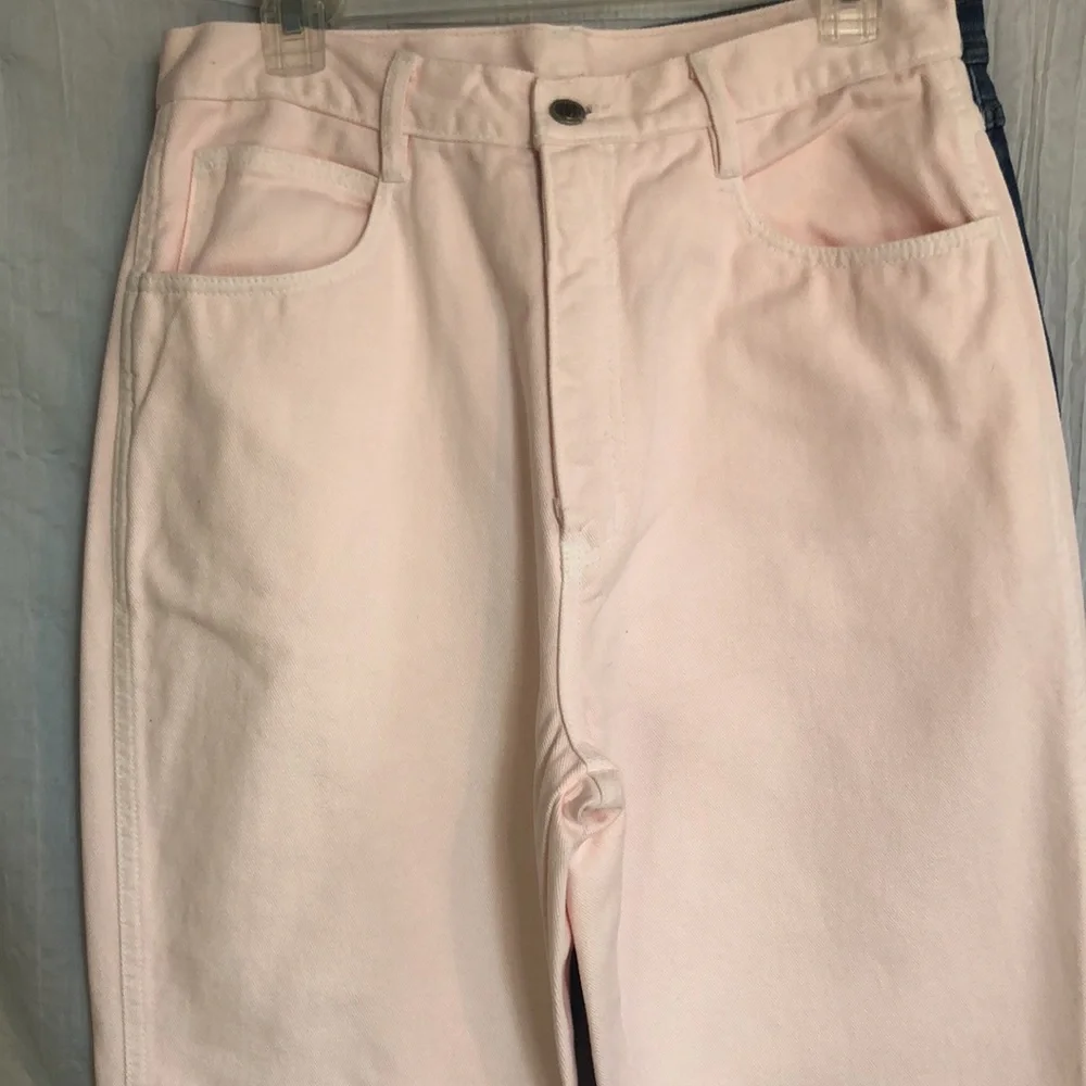 Vintage BILL BLASS womans SZ 14 pink straight leg high waist jeans pants
